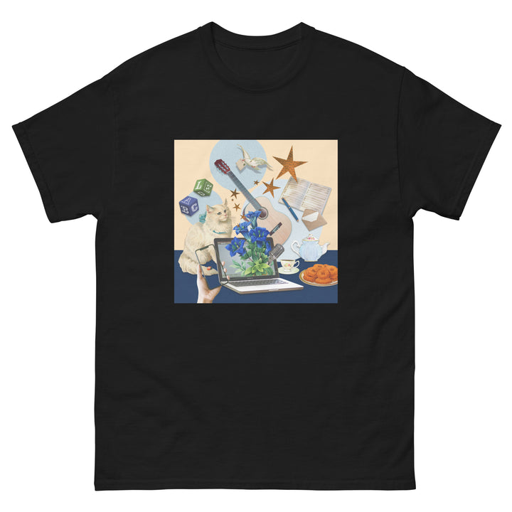 【受注生産】＋LOVE通信 コラージュアートプリントTシャツ | den.den.