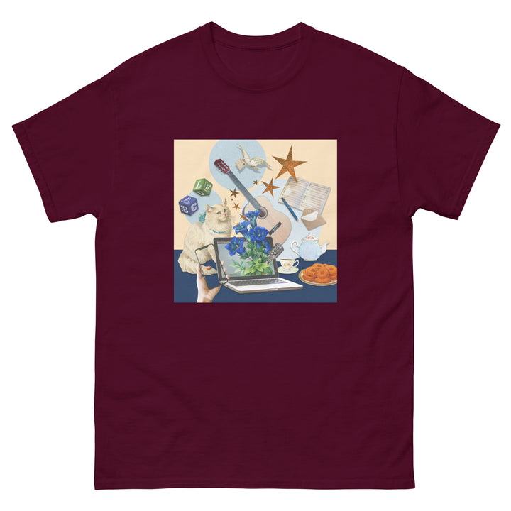 【受注生産】＋LOVE通信 コラージュアートプリントTシャツ | den.den.