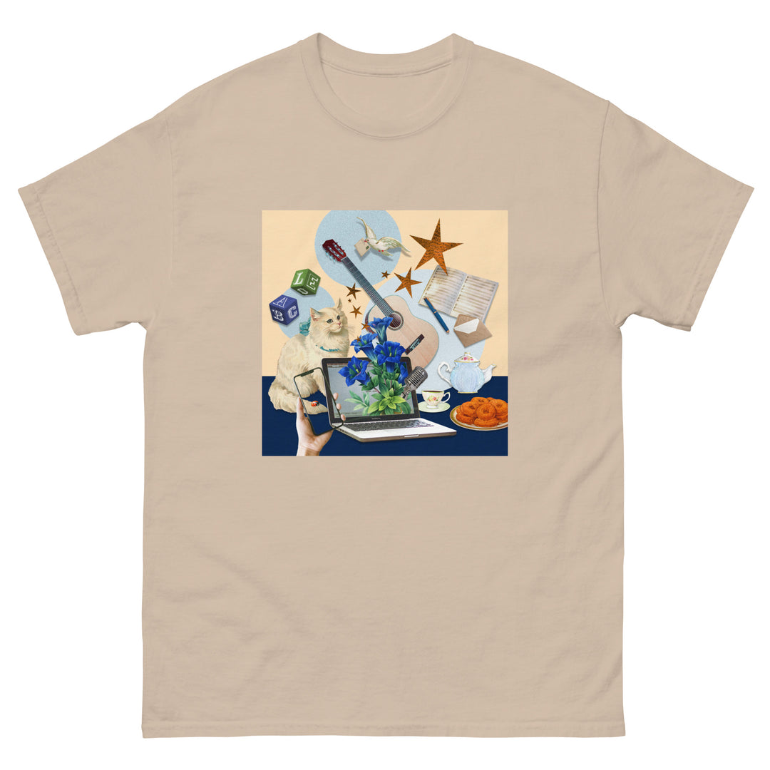 【受注生産】＋LOVE通信 コラージュアートプリントTシャツ | den.den.