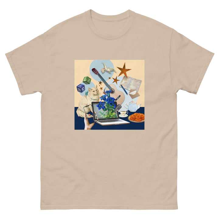 【受注生産】＋LOVE通信 コラージュアートプリントTシャツ | den.den.